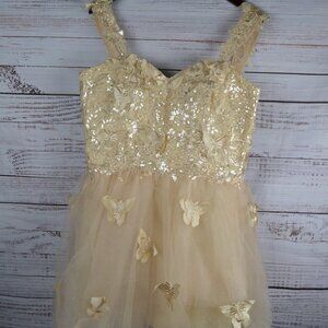 Homecoming Prom Dress Short Size 14 Cream Beige Colored Corset Back NEW
